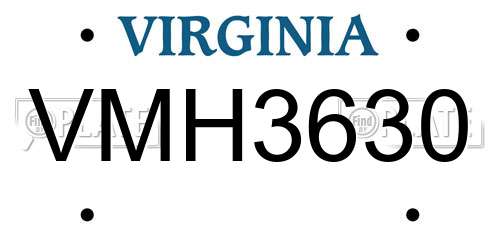 VMH3630 Virginia License Plate