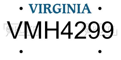 VMH4299 Virginia License Plate