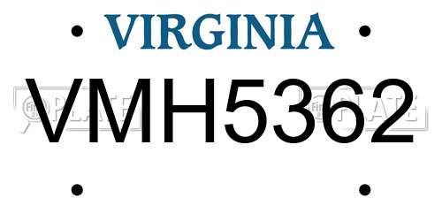 VMH5362 Virginia License Plate