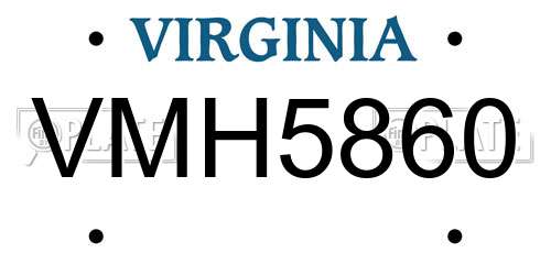VMH5860 Virginia License Plate