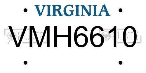 VMH6610 Virginia License Plate