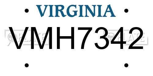 VMH7342 Virginia License Plate