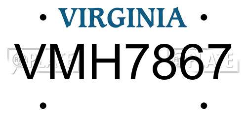 VMH7867 Virginia License Plate