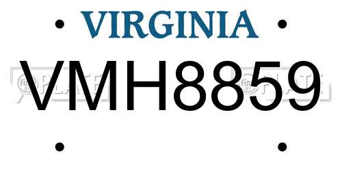 VMH8859 Virginia License Plate