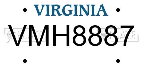 VMH8887 Virginia License Plate