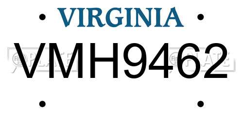 VMH9462 Virginia License Plate