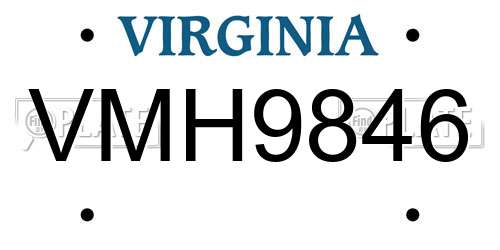 VMH9846 Virginia License Plate