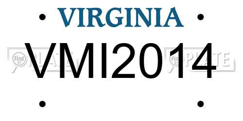 VMI2014 Virginia License Plate