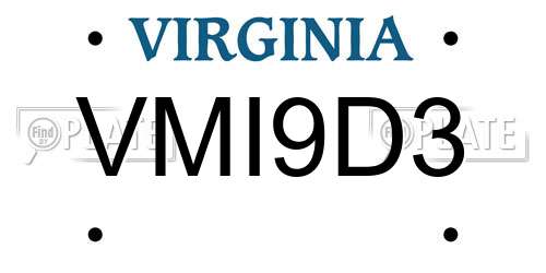 VMI9D3 Virginia License Plate