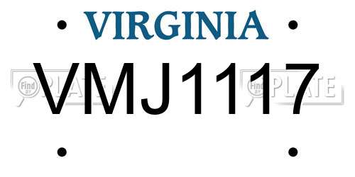VMJ1117 Virginia License Plate