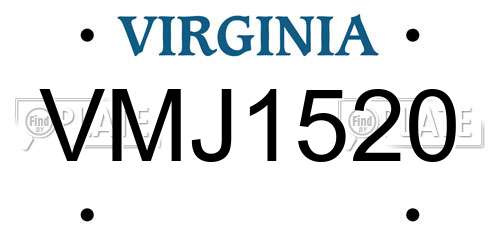 VMJ1520 Virginia License Plate