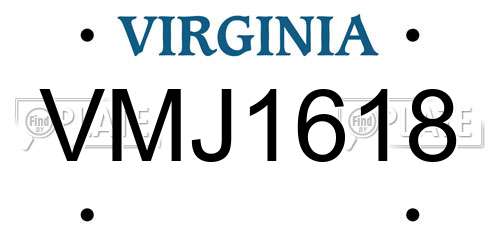 VMJ1618 Virginia License Plate