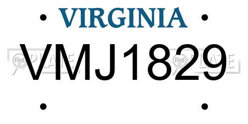 VMJ1829 Virginia License Plate
