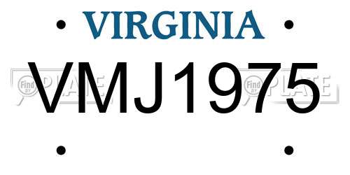 VMJ1975 Virginia License Plate
