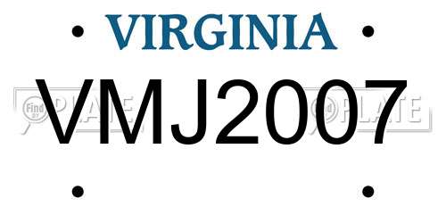 VMJ2007 Virginia License Plate