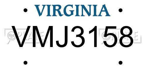 VMJ3158 Virginia License Plate
