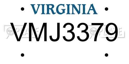 VMJ3379 Virginia License Plate