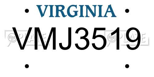 VMJ3519 Virginia License Plate