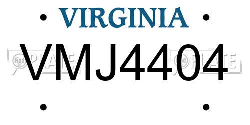 VMJ4404 Virginia License Plate