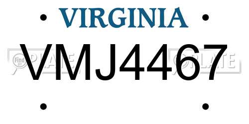 VMJ4467 Virginia License Plate