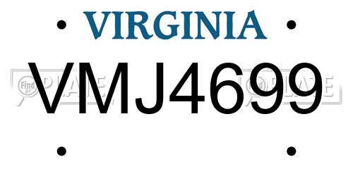 VMJ4699 Virginia License Plate