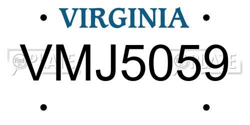 VMJ5059 Virginia License Plate