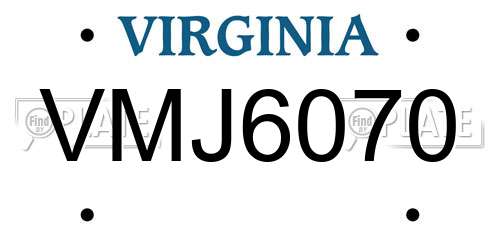 VMJ6070 Virginia License Plate