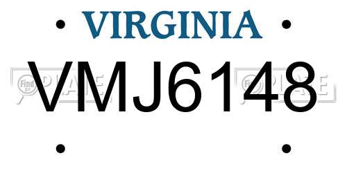 VMJ6148 Virginia License Plate