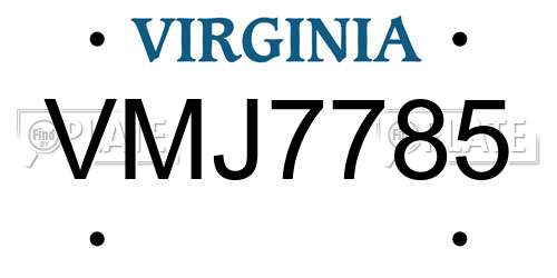 VMJ7785 Virginia License Plate