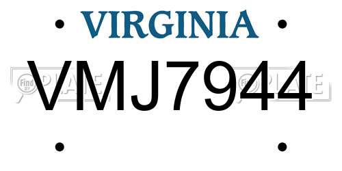VMJ7944 Virginia License Plate