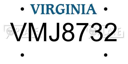 VMJ8732 Virginia License Plate