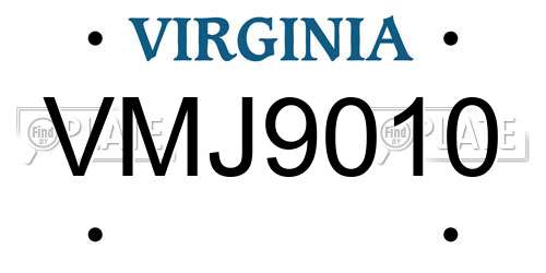 VMJ9010 Virginia License Plate