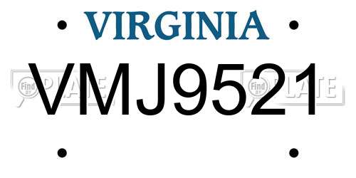 VMJ9521 Virginia License Plate