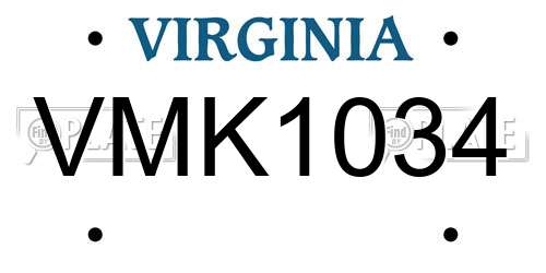 VMK1034 Virginia License Plate