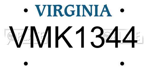 VMK1344 Virginia License Plate