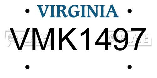 VMK1497 Virginia License Plate
