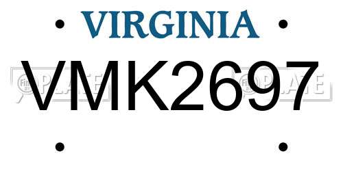 VMK2697 Virginia License Plate