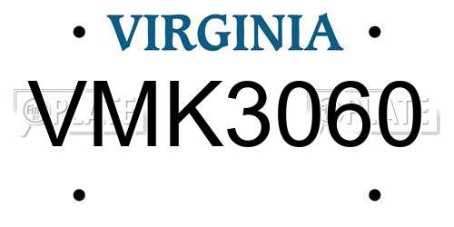 VMK3060 Virginia License Plate