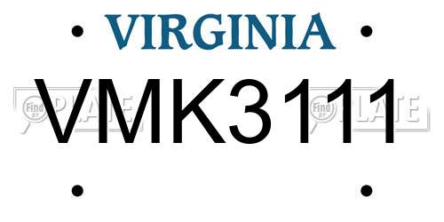 VMK3111 Virginia License Plate