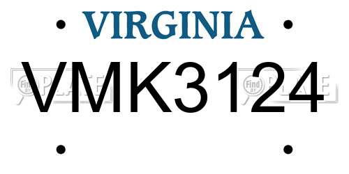 VMK3124 Virginia License Plate