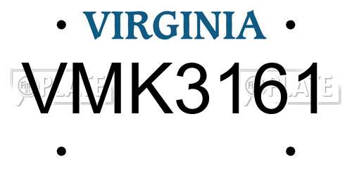 VMK3161 Virginia License Plate