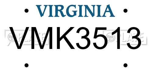 VMK3513 Virginia License Plate