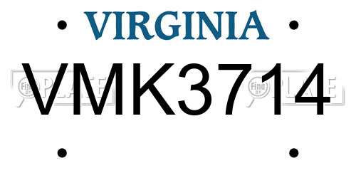 VMK3714 Virginia License Plate