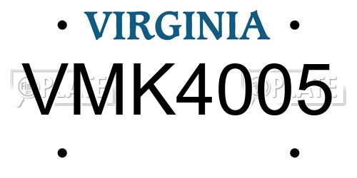 VMK4005 Virginia License Plate