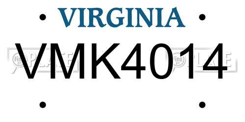 VMK4014 Virginia License Plate