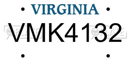 VMK4132 Virginia License Plate