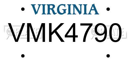 VMK4790 Virginia License Plate