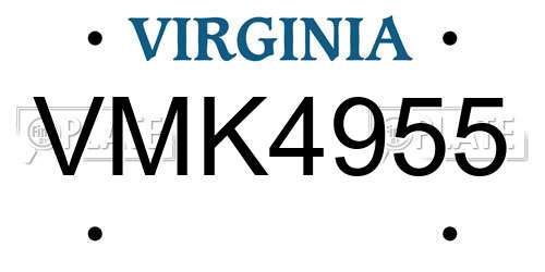 VMK4955 Virginia License Plate