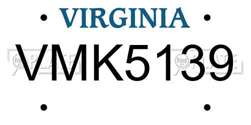 VMK5139 Virginia License Plate