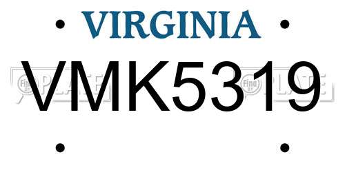 VMK5319 Virginia License Plate